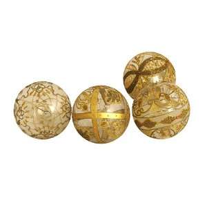  Pack of 4 Gold Glittered Glass Ball Christmas Ornaments 2 