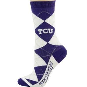  NCAA Texas Christian Horned Frogs (TCU) Ladies White Purple Argyle 
