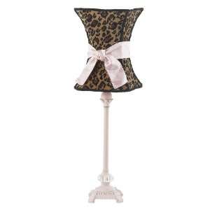  Medium Scroll Lamp with Leopard Hourglass Shade