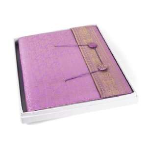  Lilac Handmade Sari Silk Photo Album with Box, Classic Style 