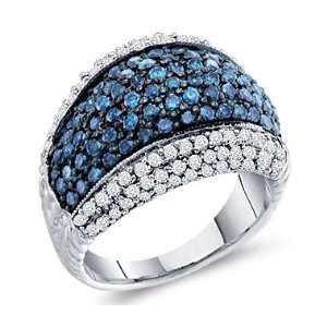  Aqua Blue Diamond Ring 10k White Gold Anniversary Band (1 