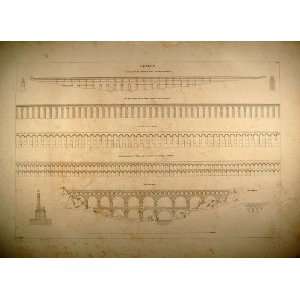  1841 Engraving Aqueducts Pont du Gard Aqua Claudia Metz 