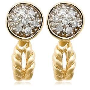   Yellow Gold Rope Diamond Earrings (.07 cttw, I J Color, I2 I3 Clarity