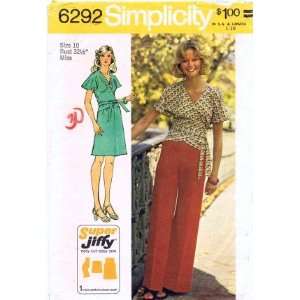  Simplicity 6292 Sewing Pattern Misses Retro Wrap Tie Top Skirt 