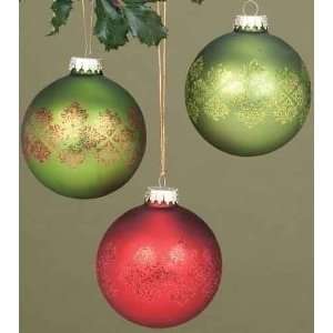  Pack of 6 Twas the Night Matte Red & Green Glass Ball 