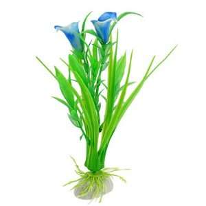  Como 10 Pcs Plastic Green Grass Blue Flower Plant Ornament 