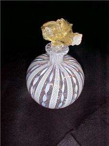 VENETIAN GLASS PERFUME BOTTLE BY ZANFIRICO LATTICINO OF ITALY