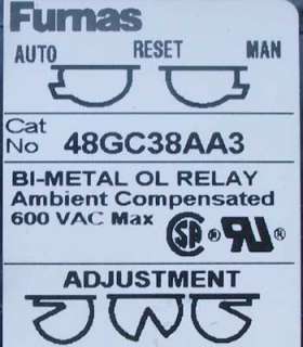 Siemens Furnas 48GC38AA3 Overload Relay 60A 3PH Bimetal  