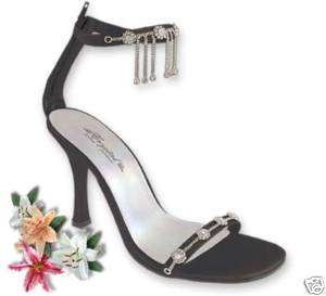 Prom or Wedding Shoes Crystal Charm Black  