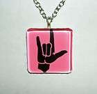 LOVE YOU Sign Language Symbol NECKLACE Glass Tile ArtJewelryForY 