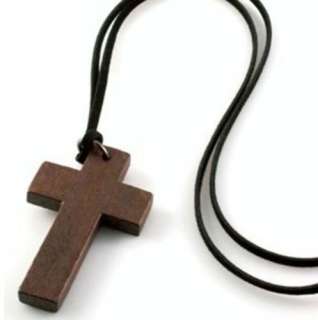  Cute Wooden Cross Retro Style Valentines Necklace Pendant N394  