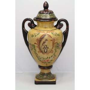   Ceramic & Poly Resin Hand Painted Urn centerpiece 4218