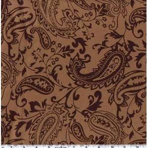  60 Wide Charmeuse Satin Paisley Brown/Chocolate Fabric 
