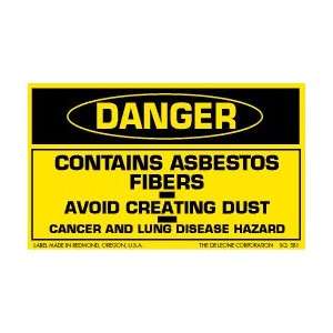  Danger, Contains Asbestos Fibers, 3 X 5, scl 581, 500 
