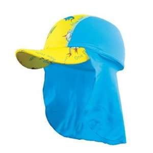 Sun Protective Flap Hat   Yellow/Blue Small
