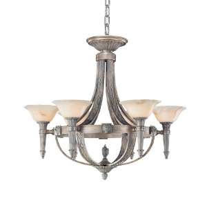   Silver Oxide Aslan 30 Six Lamp Chandelier from the Aslan Collection