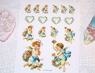 GORGEOUS colors ~ SWEET CHERUBS ANGELS & ROSES DECALS * shabby 