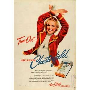  1939 Ad Chesterfield Cigarette Girl Women Smoke Tobacco 