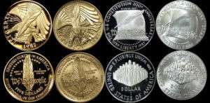 1987 US Constitution Gold & Silver Mahogany 4 Coin Set  