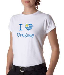 Womens I Love Heart Uruguay Soccer Football T Shirt Tee  