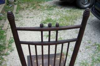 Antique Black Walnut Wood Rocking Chair Leather Seat  