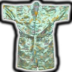  Size 12 Kids Green Dragonfly Satin Oriental Robe 