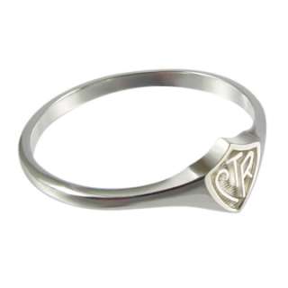 NEW Womens Sterling Silver Plain Shield Mini CTR Ring  