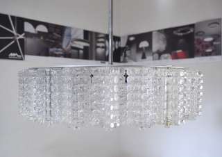 60s austrian glass block Crystal 12 lights Chandelier by J.T. KALMAR 