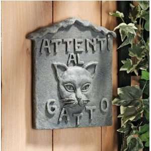   Beware of Cat Italian Wall Sculpture Attenti al Gatto