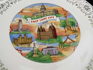 Salt Lake City Utah Souvenir colorful plate 9 inch  