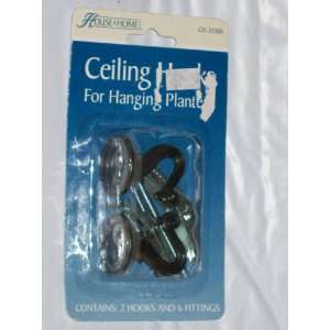 com House &Home Ceiling Hooks 2 Ct. W/ 6 Fittings, Black for Hanging 