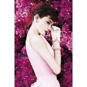  Audrey Hepburn   Flowers   Wood Plaqued Poster (Silver) 24 