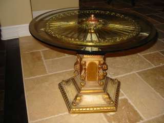 WOW Hollywood Regency Vintage Glam Pedestal COFFEE TABLE Gold Gilt 