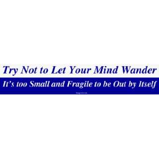 Try Not to Let Your Mind Wander Its too Small and Fragile to be Out by 