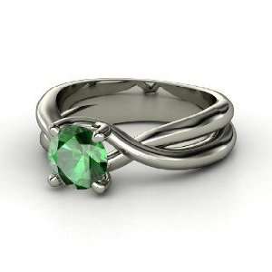  Entwined Ring, Round Emerald Platinum Ring Jewelry