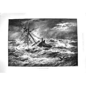  1895 WINTER GALE GOODWINS SHIP WRECK STORMY SEA