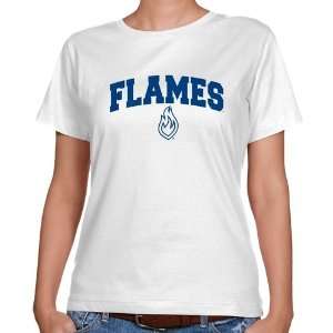  UIC Flames Ladies White Mascot Arch Classic Fit T shirt 