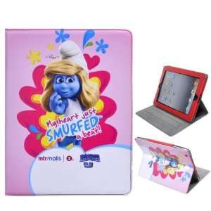  Colourful The Smurfs Smurfette Stand Leather Case for iPad 