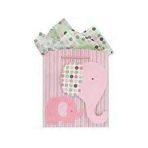 Pink Elephant Decorative Gift Bag 10.5x12x5with Tissue Paper by 