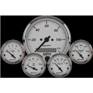 Autometer 1902 T Old Tyme White KIT w/Electronic Speedometer AND Tach 