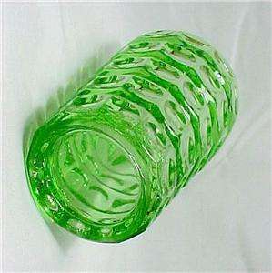 Green Sklo Union Czech Bohemian Art Glass 8 in Lens Vase Retro Elegant 