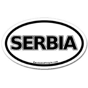 Serbia Car Bumper Sticker Decal Oval Black and White
