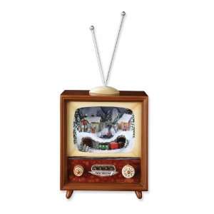  5.5In Lighted Musical TV w/Revolving Train Jewelry