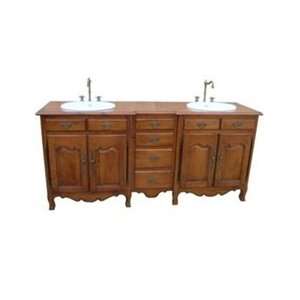  Brown Double Vanity Sink W/Cabinets & Drawers