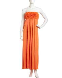  Strapless Rosette Dress, Apricot  