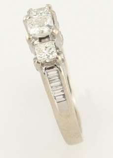 14k White Gold .70ct Princess Cut Diamond Three Stone Engagement Ring 