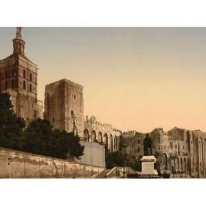 Vintage Travel Poster   Popes Castle Avignon Provence France 24 X 18