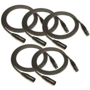   FT 3 PIN XLR MIC PATCH CABLE CORDS 3M MICROPHONE 5 PACK Electronics
