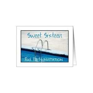   16th birthday sweet sixteen pool party invitation Card Toys & Games