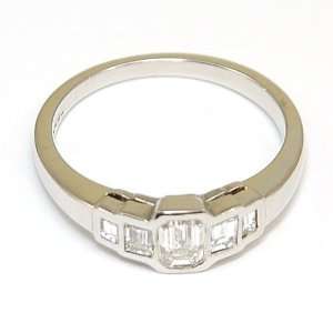  Diamond Ring Emerald Cut Platinum 0.88ct Size O Size 7 
